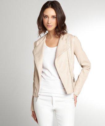 Betsey Johnson Nude Faux Leather Motorcycle Jacket