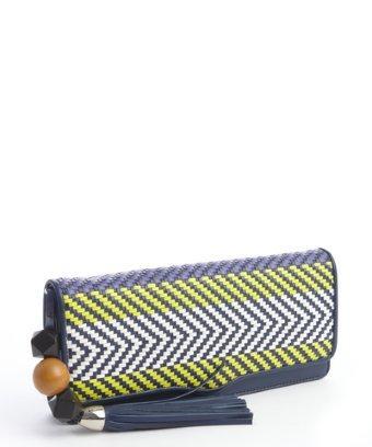 Rebecca Minkoff Navy Multi-color Chevron Pattern 'honey' Clutch