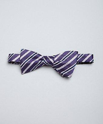 Countess Mara Purple Striped Silk 'jefferson' Bow Tie