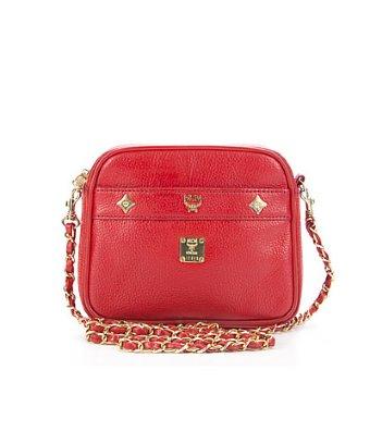 Mcm Pre-owned Mcm Red Pebbled Leather Shoulder Bag