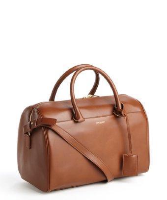 Saint Laurent Havana Brown Leather Small Duffel Bag