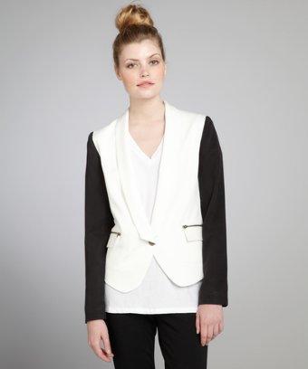 Nell White And Black Two-tone Buttoned 'kara' Blazer