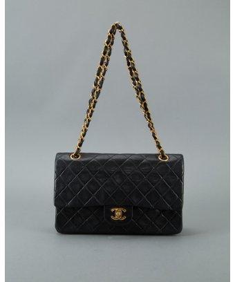 Chanel Black Quilted Lambskin Vintage Double Flap Shoulder Bag
