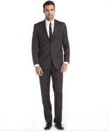 Yves Saint Laurent Dark Brown Tonal Plaid Two-button Suit With Flat Front Pants