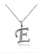 Amanda Rose Collection Diamond Initial E Pendant In Sterling Silver