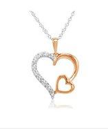 Amanda Rose Collection 1/10ct 18k Rose Gold Plated Sterling Silver Diamond Heart Pendant