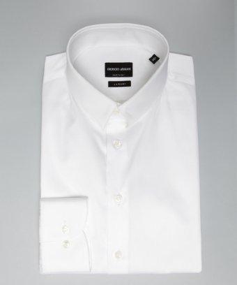 Giorgio Armani White Cotton Button Front Point Collar Dress Shirt