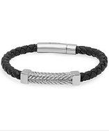 Oxford Ivy Oxford Ivy Braided Black Leather Fashion Bracelet With Locking Stainless Steel Clasp ( 8 1/2 Inches)