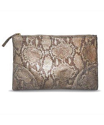 Linell Ellis Nikki Clutch In Brown Snake