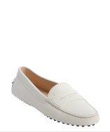 Tod's White Leather Penny Loafer Moccasins