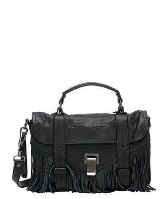 Proenza Schouler Black Leather 'ps1 Tiny' Fringed Convertible Tote