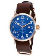 Ben Minkoff Airstream Brown Genuine Leather Blue Dial
