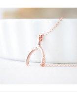 Olive Yew Side Wishbone Necklace - Rose Gold