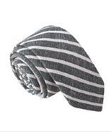 Skinny Tie Madness Skinny Tie Madness Men's Striped Chambray Tie With Matching Pocket Square