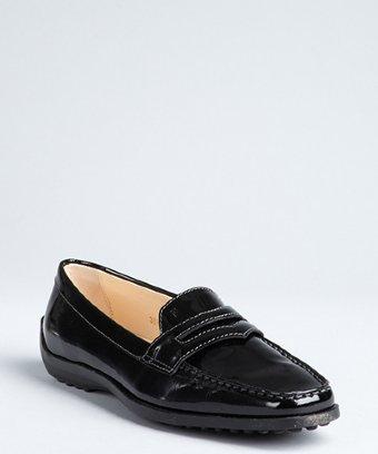 Tod's Black Patent Leather 'quinn' Penny Loafers