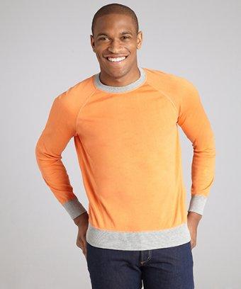 Brunello Cucinelli Orange Cotton Long-sleeved Crewneck Sweater