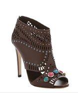 Gucci Nut Brown Leather 'lika' Open Toe Sandals