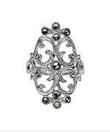 Aeravida Swirl Marcasite Victorian Style Sterling Silver Ring