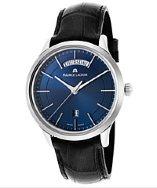 Maurice Lacroix Men's Les Classiques Black Genuine Leather Blue Dial