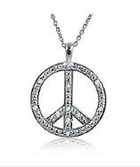 Amanda Rose Collection Sterling Silver Peace Sign Pendant