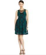 Yoana Baraschi Teal And Black Silk 'arabesque' Embroidered V-neck Dress