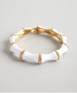 Kenneth Jay Lane White And Gold Enameled Bamboo Bangle