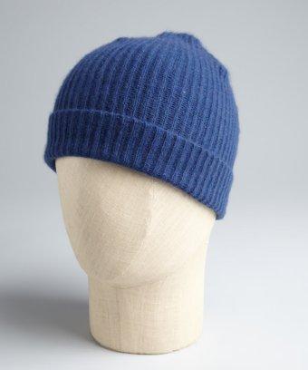 Portolano Sugar Blue Cashmere Rib Knit Beanie Hat