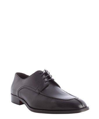 A. Testoni Basic Black Leather Lace Up Oxfords