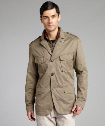 Ermenegildo Zegna Zegnasport Khaki Brushed Cotton Field Jacket With Inner Vest