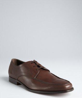 Tod's Dark Brown Leather 'her Laced' Square Toe Oxfords