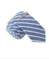 Skinny Tie Madness Skinny Tie Madness Men's Striped Chambray Tie With Tie Clip