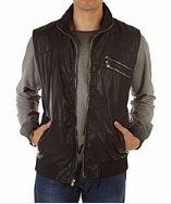 X-ray Jeans Washed Faux Leather Vest With Banded Bottum