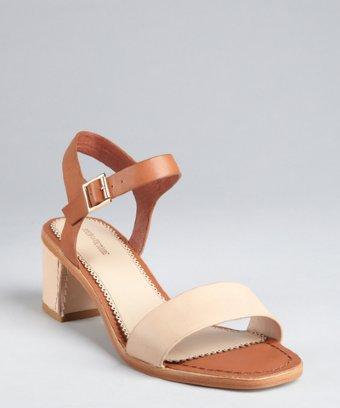 Pour La Victoire Nude And Cognac Leather Ankle Strap 'reagan' Sandals