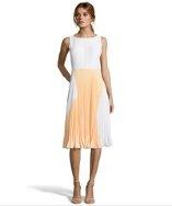 Ivy & Blu Yellow And White Crepe And Sateen Scoop Back Dress