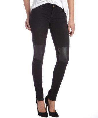 Textile Elizabeth And James Dark Wash Stretch Denim 'tommy' Leather Detail Skinny Jeans