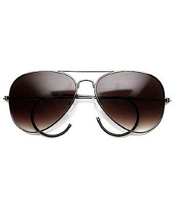Zerouv Classic Teardrop Curl Arm Cable Temple Metal Aviator Sunglasses (silver Smoke)