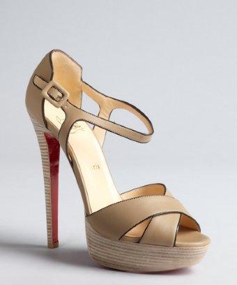 Christian Louboutin Khaki Leather 'sporting' Platform Sandals