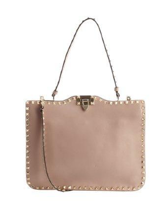 Valentino Powder Brown Leather 'rockstud' Crossbody Bag