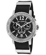 Ted Lapidus Women's Crystal Chrono Black Rubber Black Dial