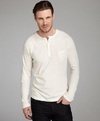 French Connection Milk Cotton Jersey 'irish Sea' Long Sleeve Henley