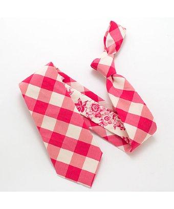 General Knot & Co. Vintage Check & Rose Botanical Necktie