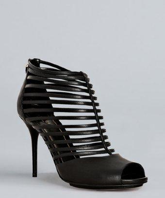 Gucci Black Strappy Leather  Inga  Peep Toe Booties