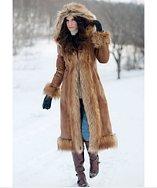 Donna Salyers' Fabulous-furs Hooded Suede Coat