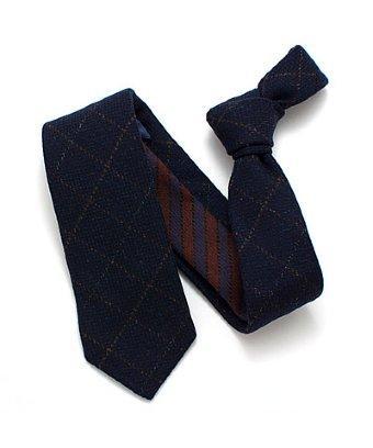 General Knot & Co. Navy & Tobacco Fine Check & Stripe Necktie