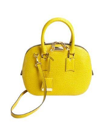 Burberry Bright Yellow Leather Vintage Small 'orchard' Bowling Bag