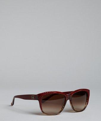 Chloe Red Horn Ridged Acrylic Oversized Sunglasses