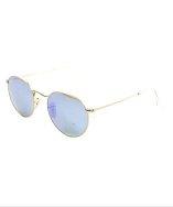 Ray-ban Ray Ban Rb3447 Round 112/4l Matte Gold Metal Sunglasses Blue Mirror Polarized Lens