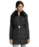 Dkny Black Woven 'blakely' Belted 3/4 Length Jacket