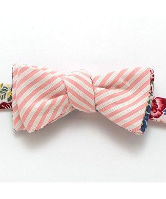 General Knot & Co. Blush Stripe & Hanging Garden Print Reversible Bow Tie
