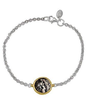 1884 Jewelry 1884 - Appia 18k Yellow Gold And Sterling Silver Station Bracelet W/1 Ottaviano Coin
